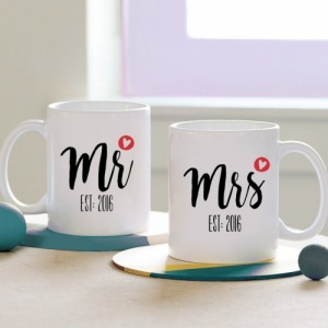 Mr & Mrs Heart Personalised Mugs